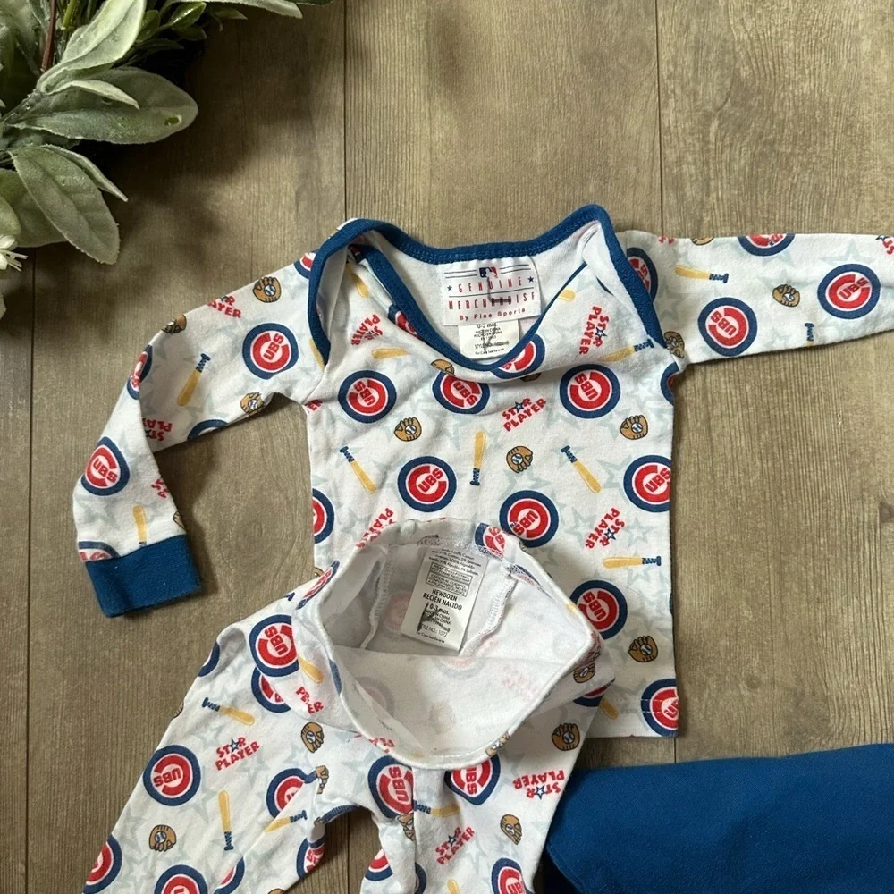 Chicago Cubs Baby Boy Clothes 3 Piece Mix Match Outfit Set- Pajamas & Bodysuit